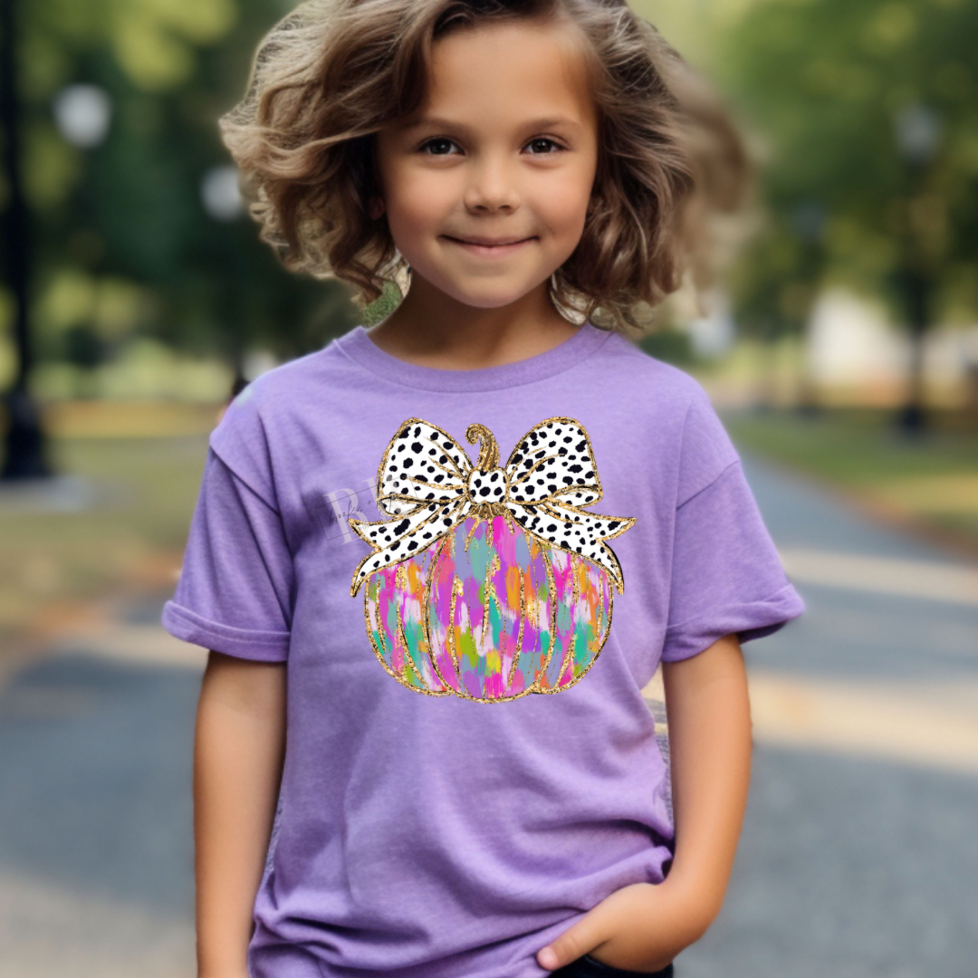 Youth Brushstroke Pumpkin Bow PREORDER