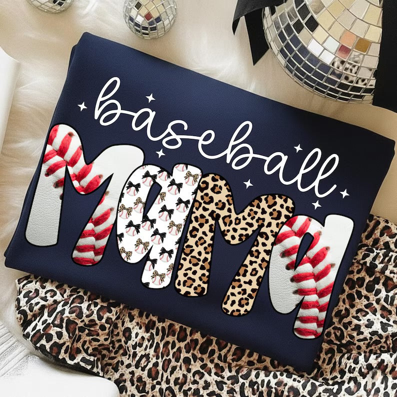 Script Baseball Mama Patterned PREORDER