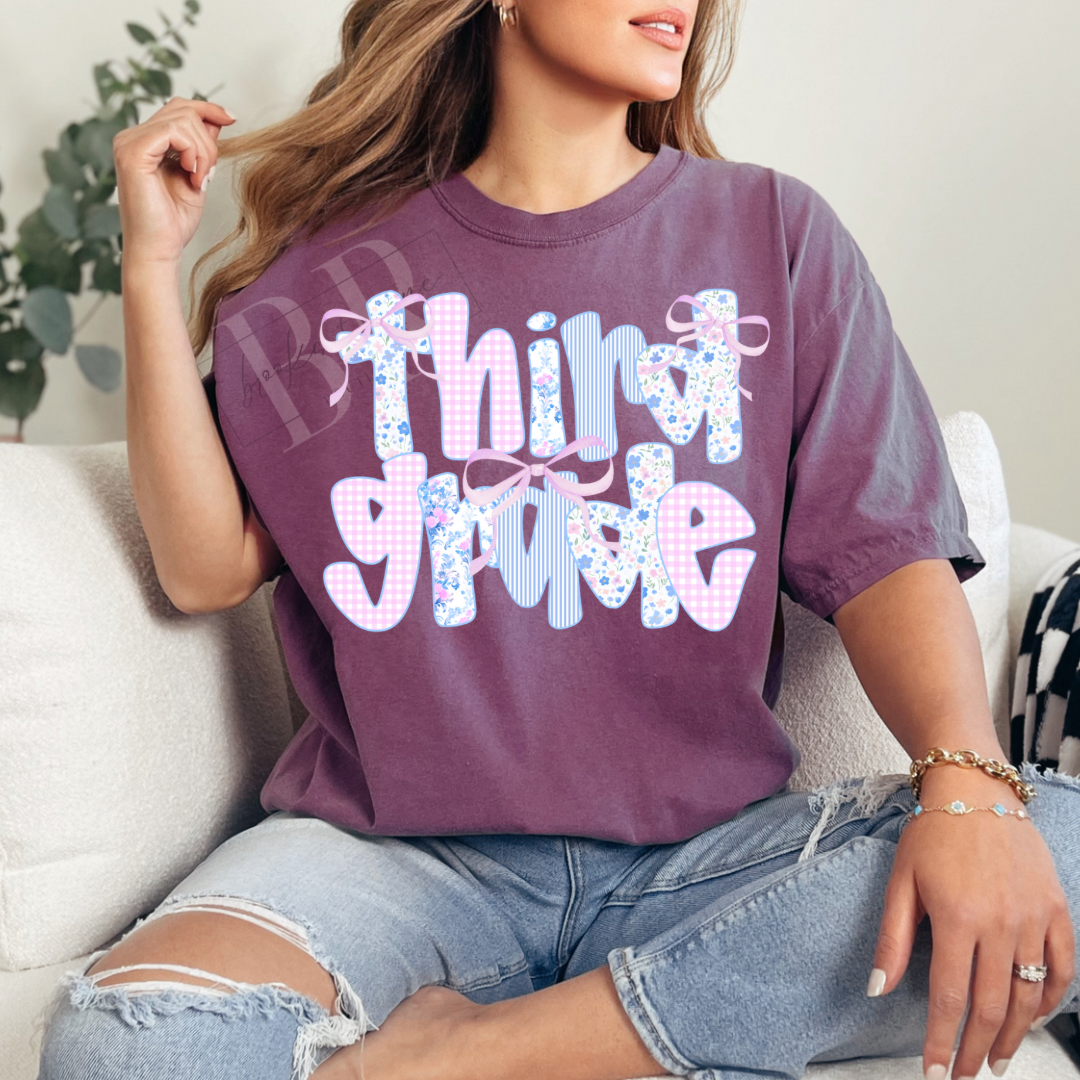 Third Grade Floral and Stripes PREORDER