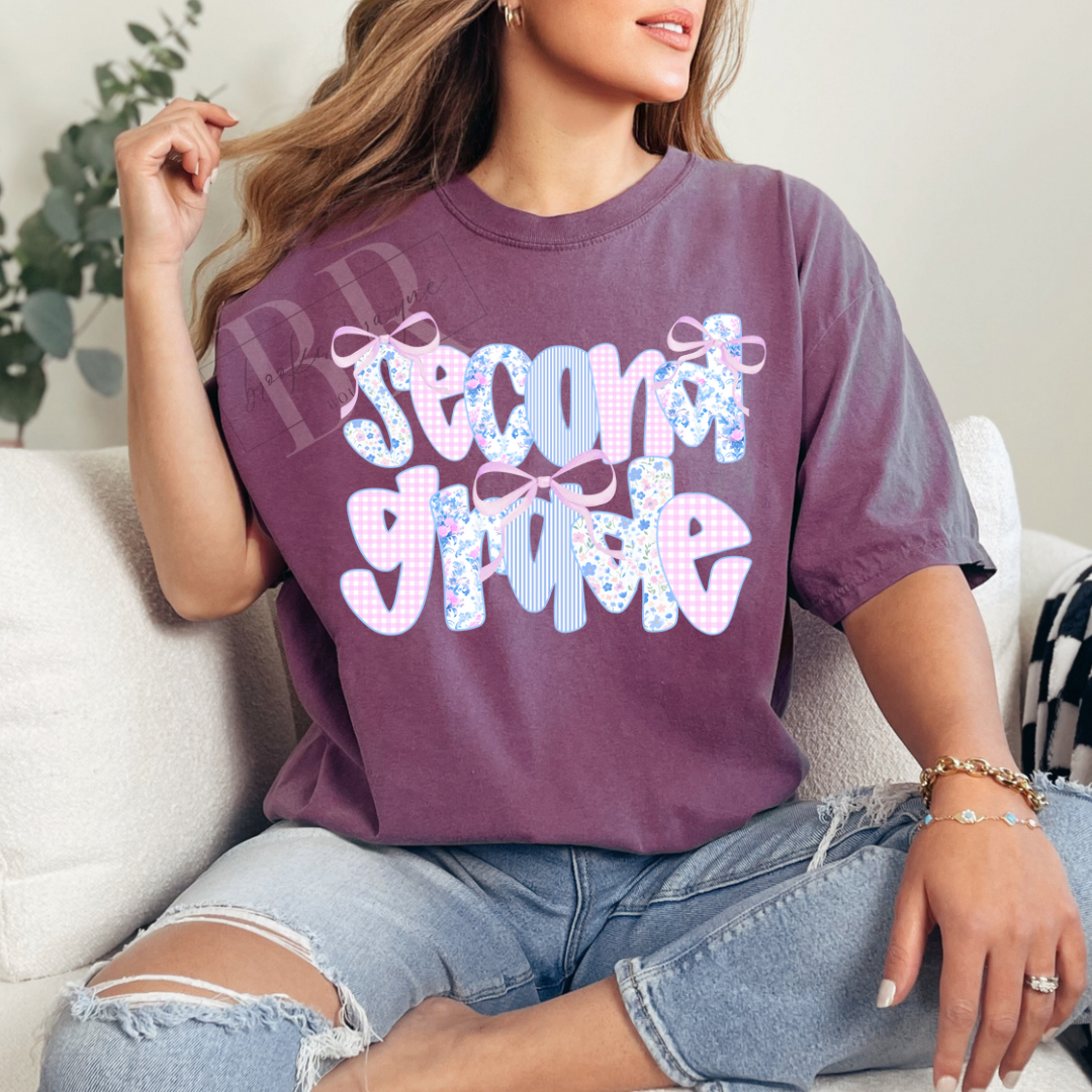 Second Grade Floral and Stripes PREORDER