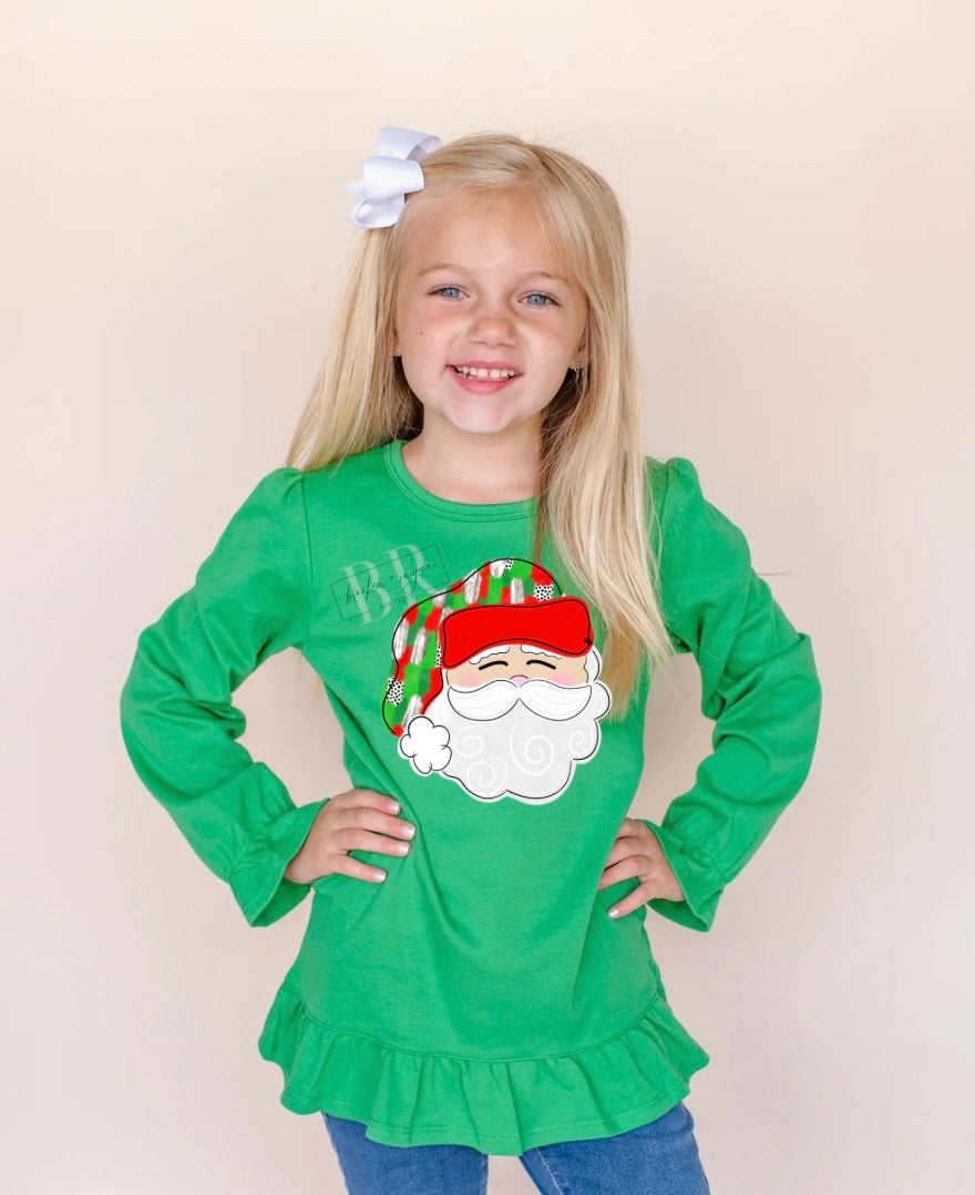 Toddler Santa Ruffle Long Sleeve PREORDER