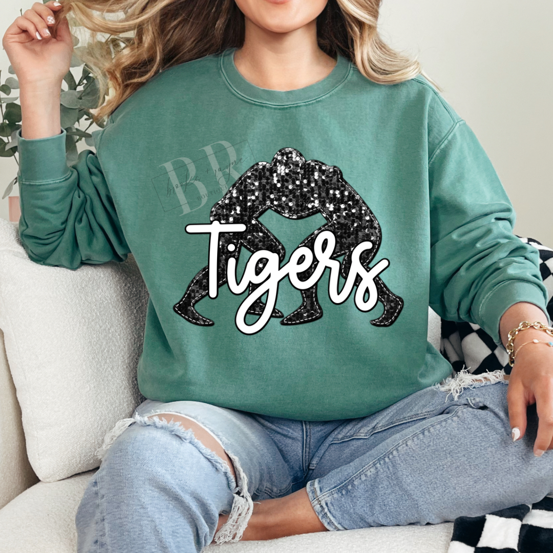 Tigers Faux Glitter Wrestling Sweatshirt PREORDER