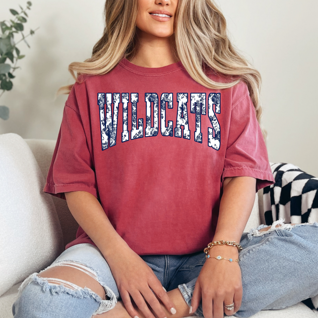 Preppy Floral Wildcats without Bow PREORDER