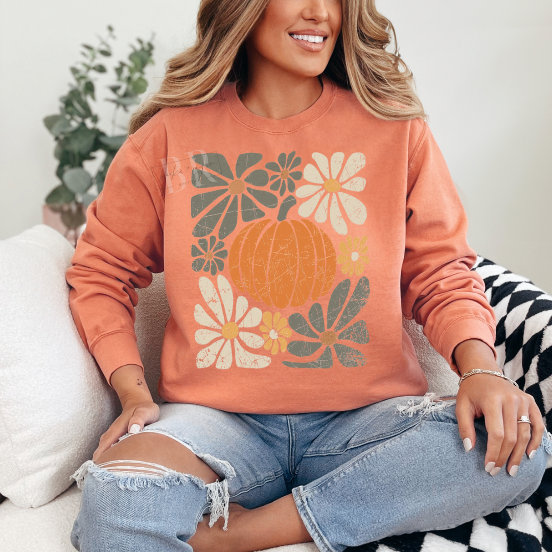 Floral Collage Pumpkin Sweatshirt PREORDER