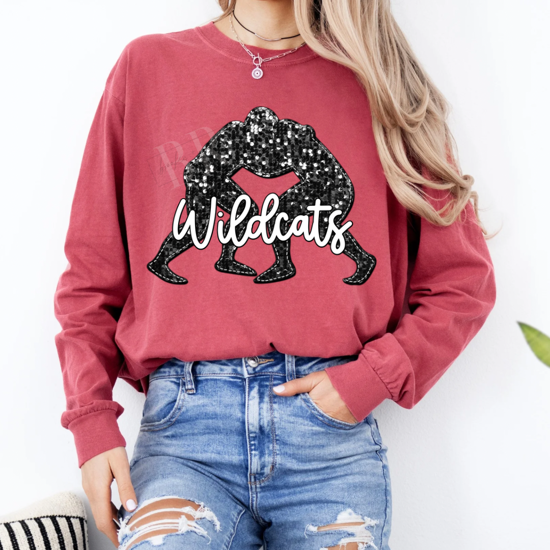 Wildcats Faux Glitter Wrestling Long Sleeve PREORDER