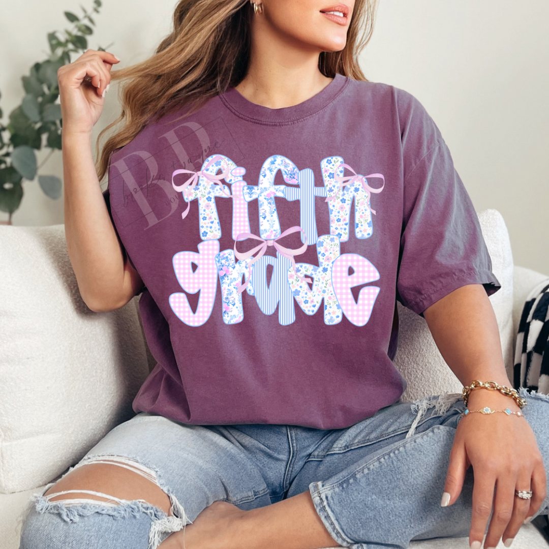 Fifth Grade Floral and Stripes PREORDER