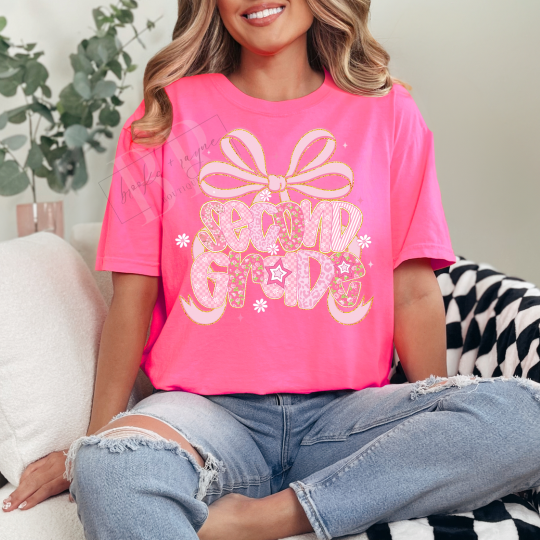 Youth Second Grade Floral Bow PREORDER