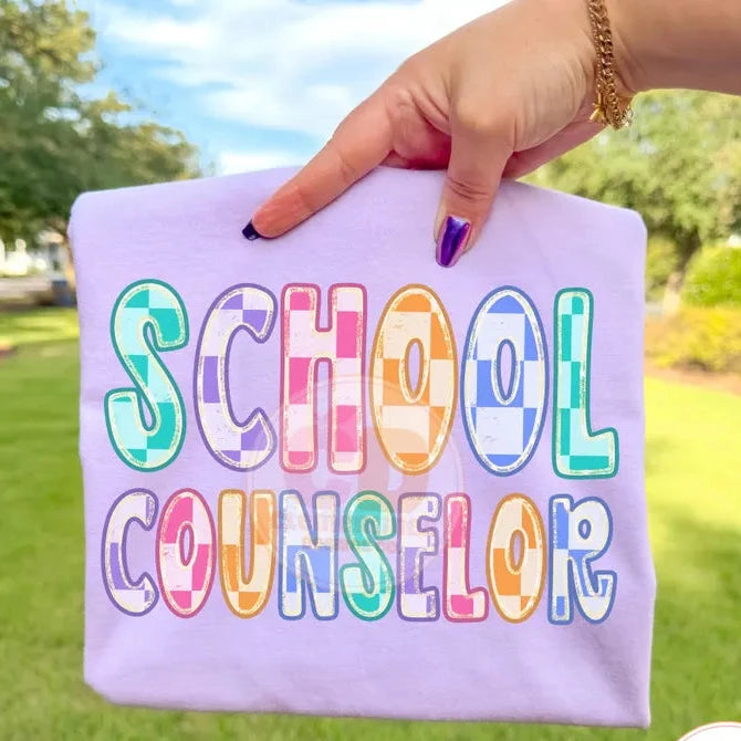 Colorful Checkered School Counselor PREORDER