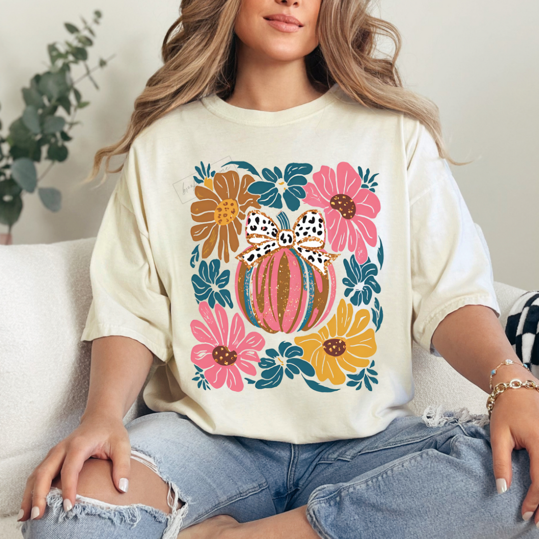 Faux Glitter Floral Pumpkin PREORDER