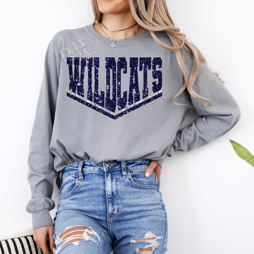 Wildcats Faux Sequins Long Sleeve PREORDER