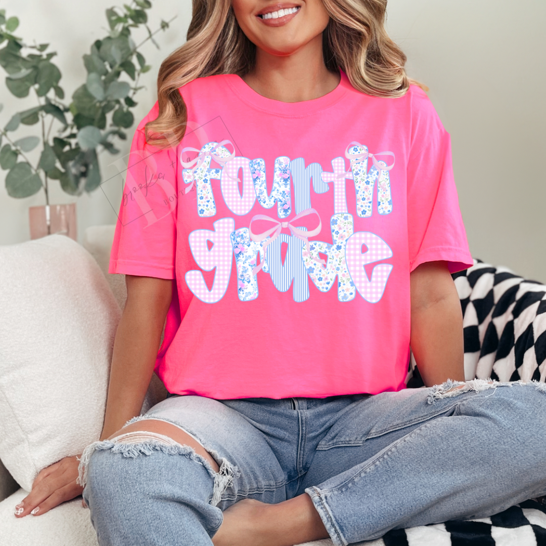 Youth Fourth Grade Floral and Stripes PREORDER