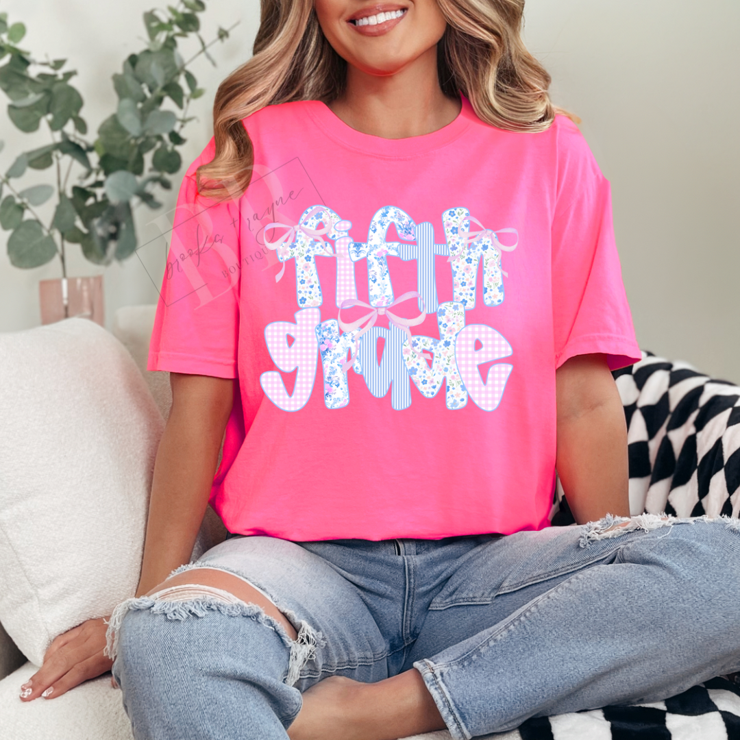 Youth Fifth Grade Floral and Stripes PREORDER