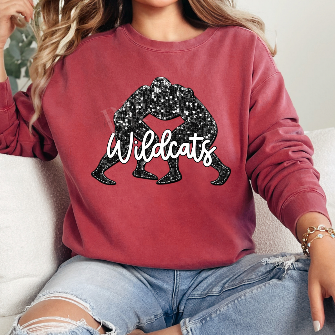 Wildcats Faux Glitter Wrestling Sweatshirt PREORDER