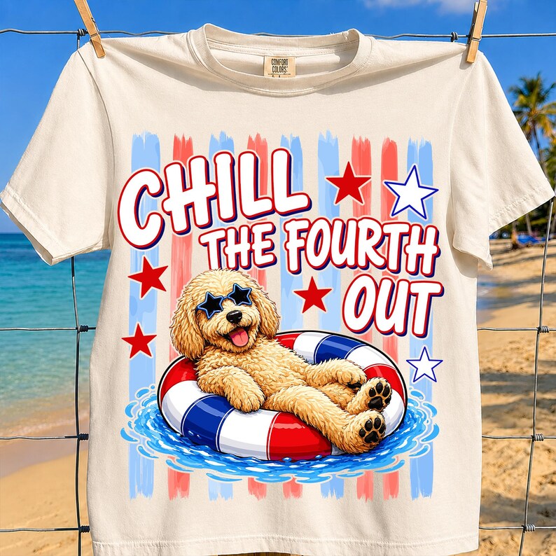 Chill The Fourth Out Goldendoodle Stripes PREORDER
