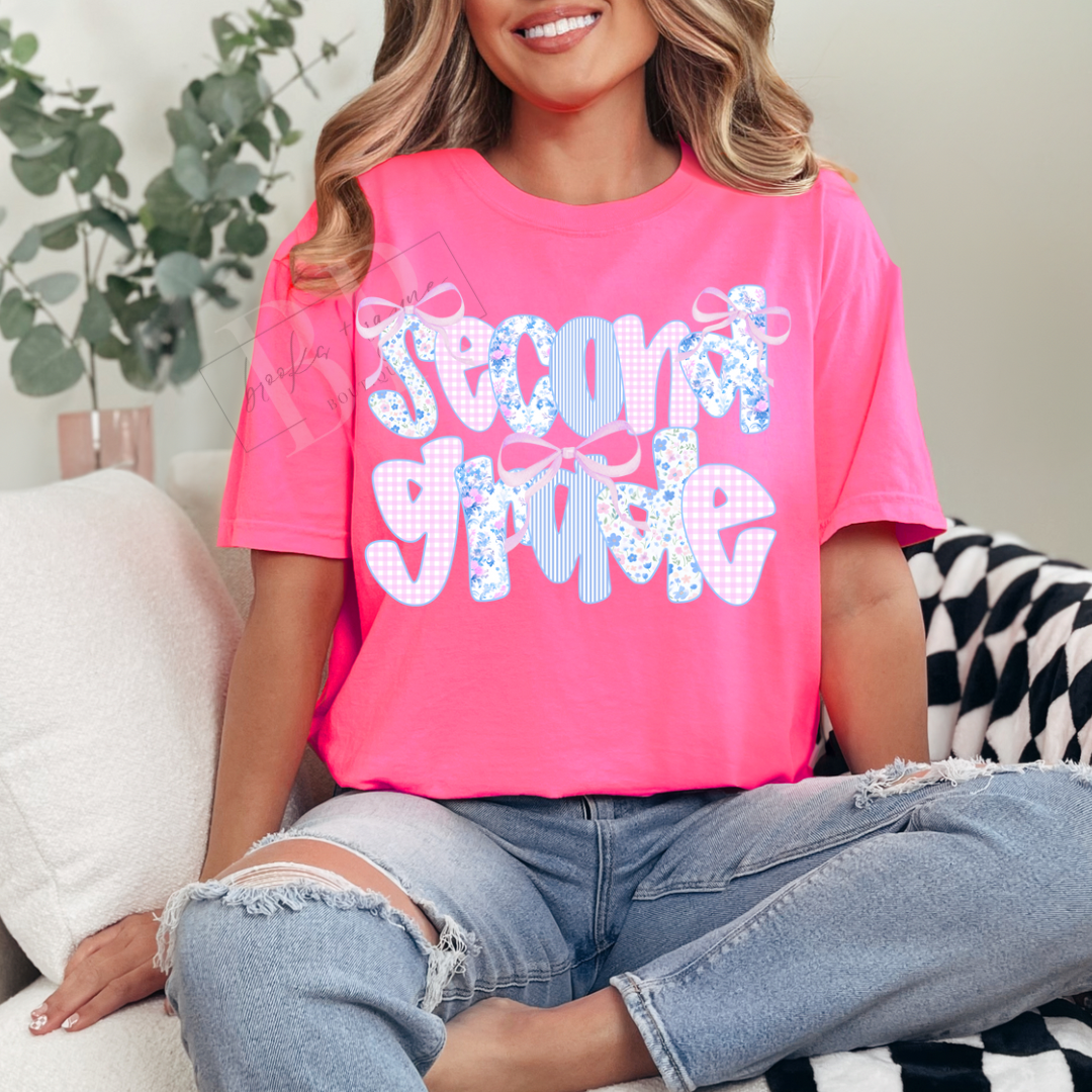 Youth Second Grade Floral and Stripes PREORDER