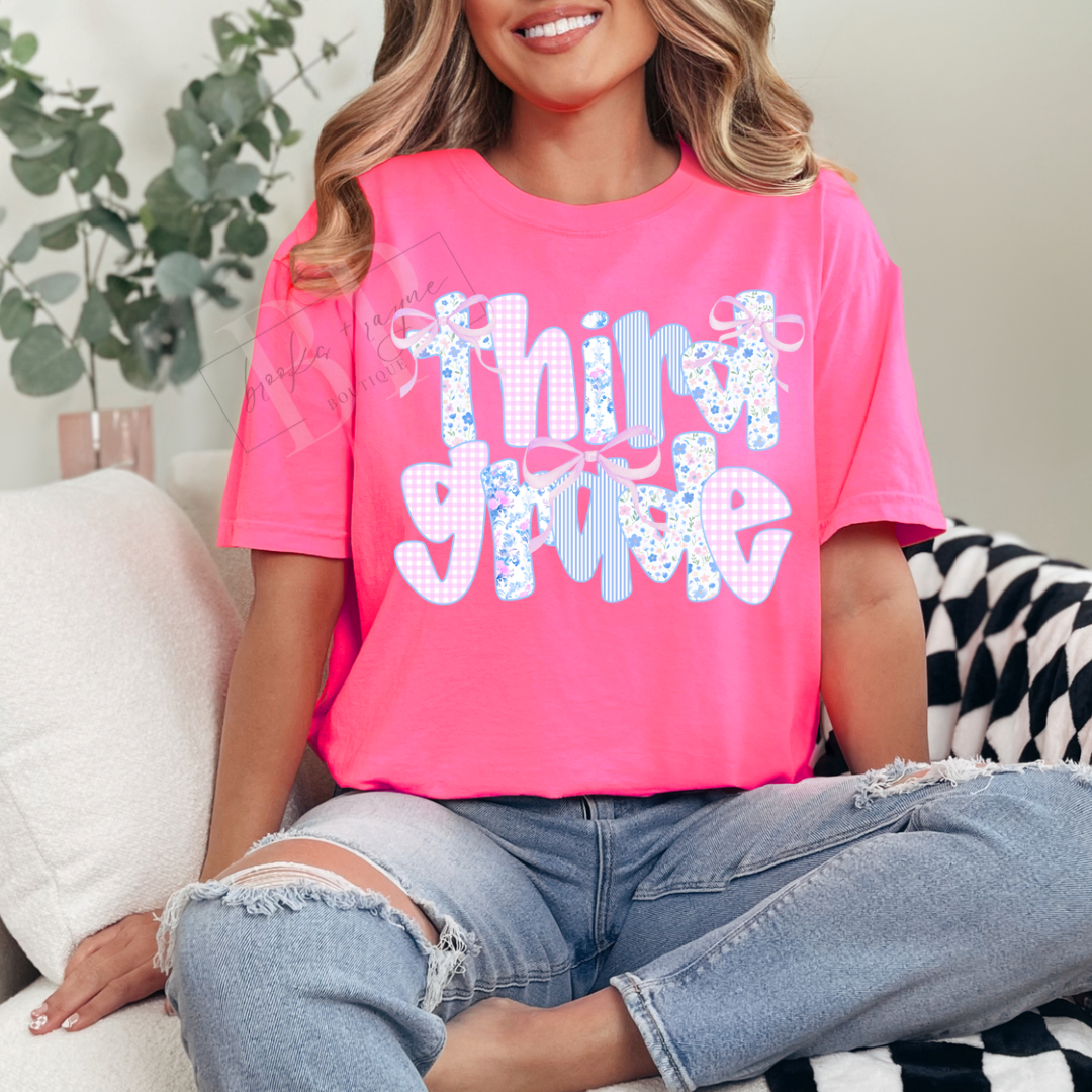 Youth Third Grade Floral and Stripes PREORDER