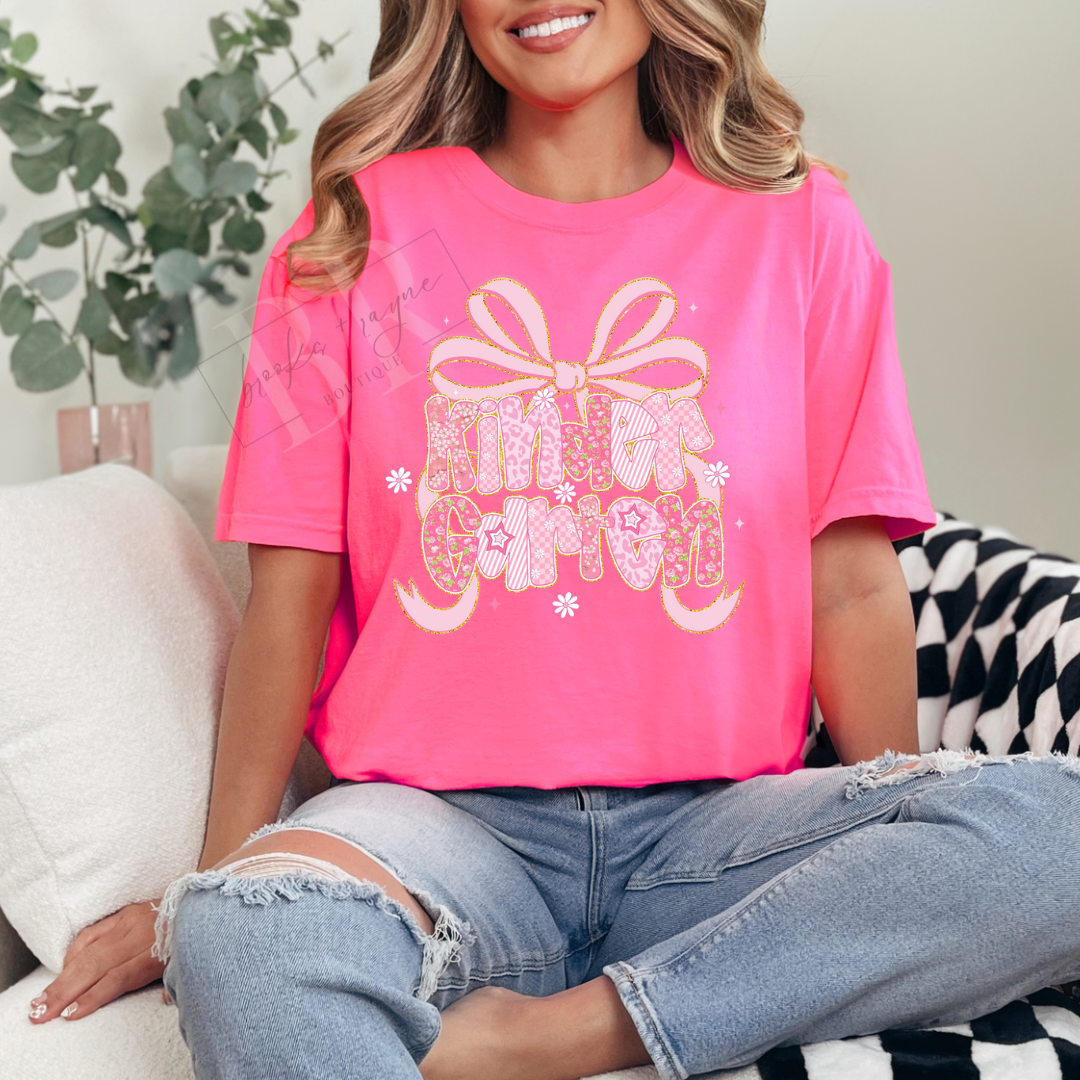 Youth Kindergarten Floral Bow PREORDER