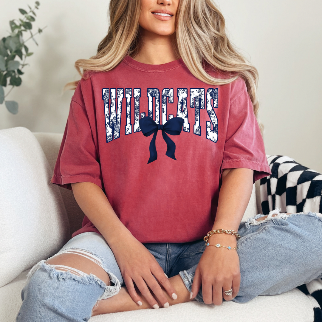 Youth Preppy Floral Wildcats with Bow PREORDER