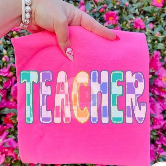 Colorful Checkered Teacher PREORDER