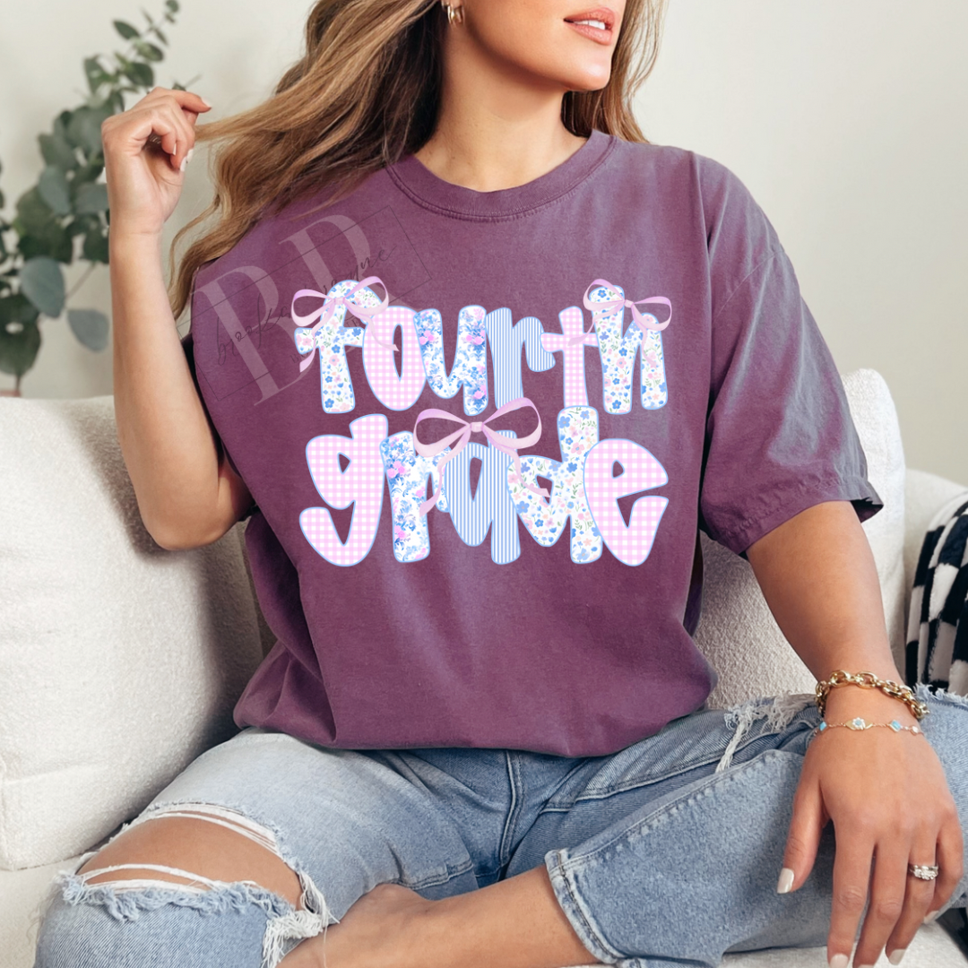 Fourth Grade Floral and Stripes PREORDER