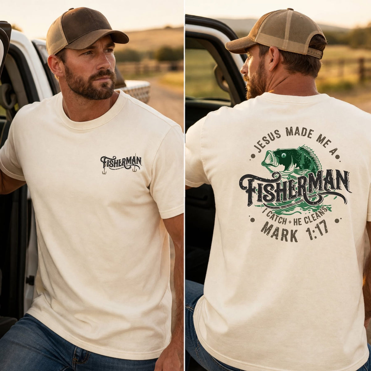 Front/Back Jesus Made Me A Fishman PREORDER