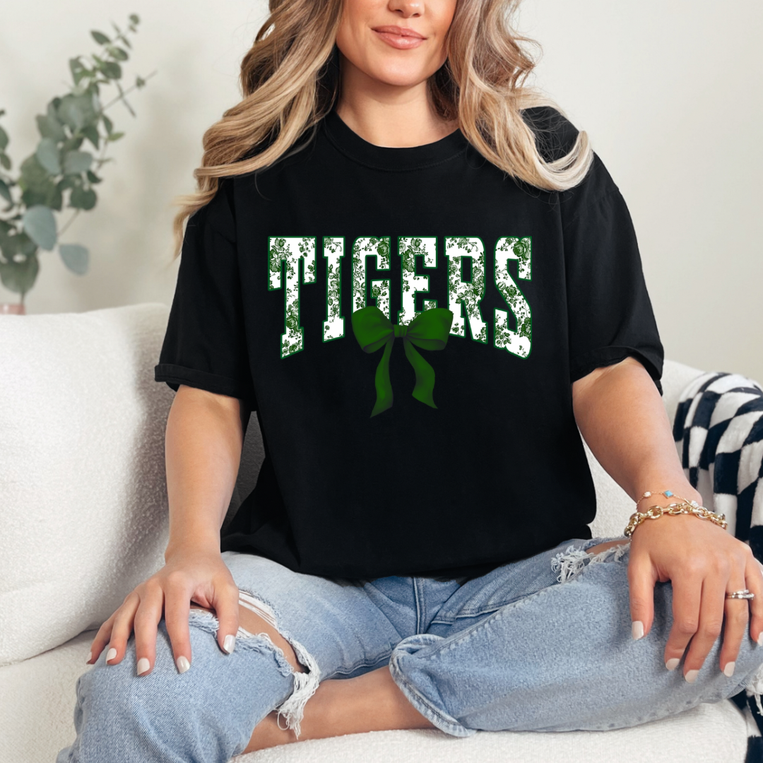 Preppy Floral Tigers with Bow PREORDER