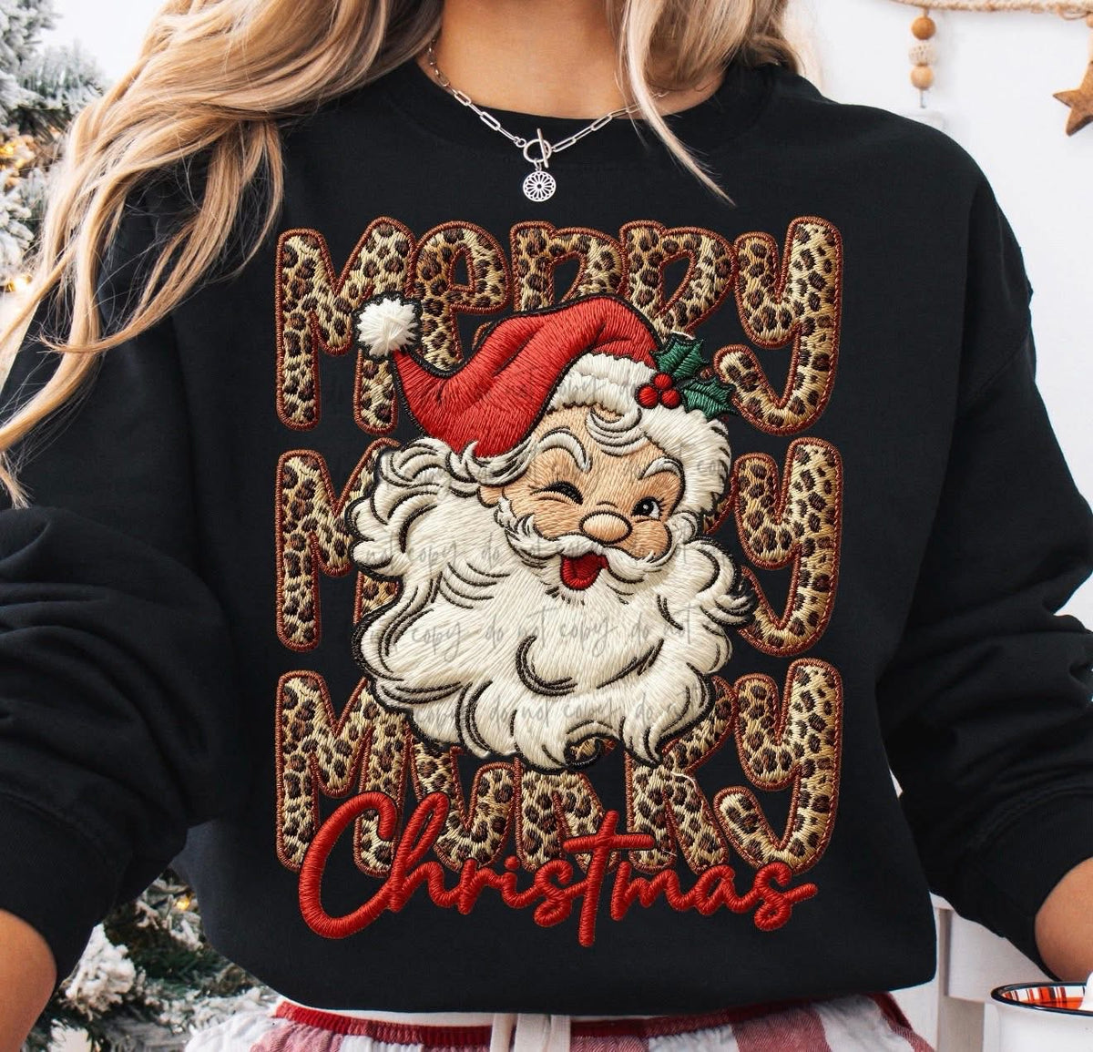 Leopard Stacked Merry Christmas Santa PREORDER