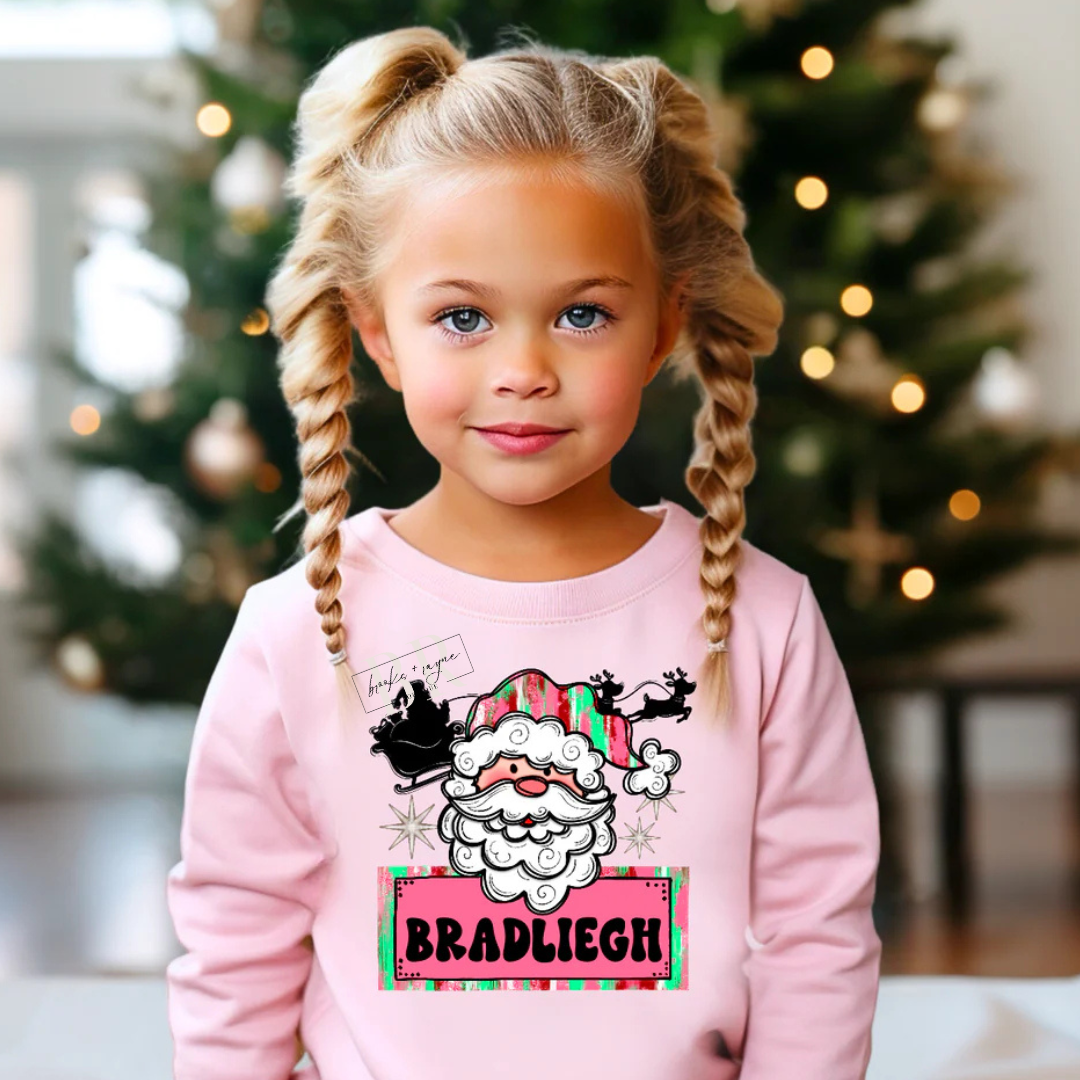 Youth Custom Name Santa TEE PREORDER