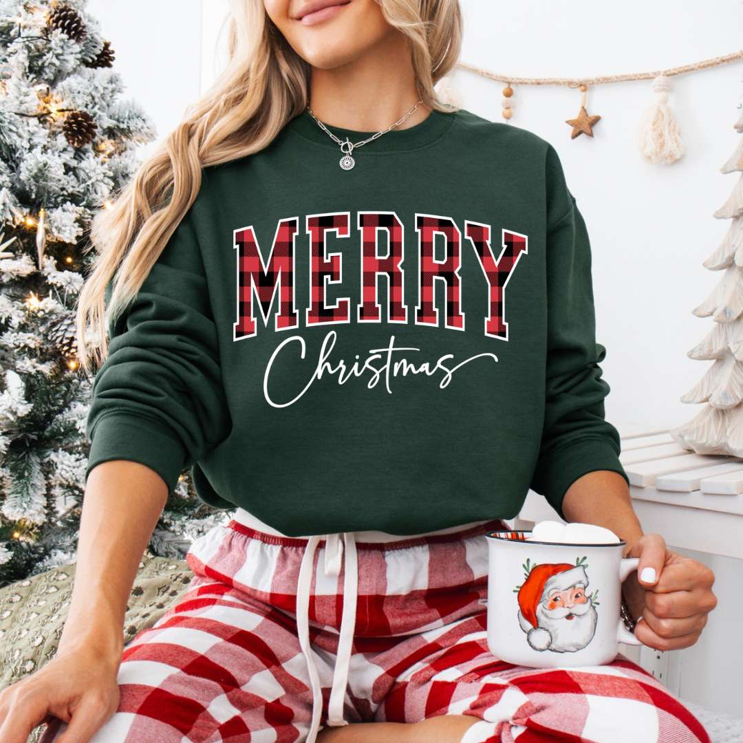Plaid Merry Christmas Sweatshirt PREORDER
